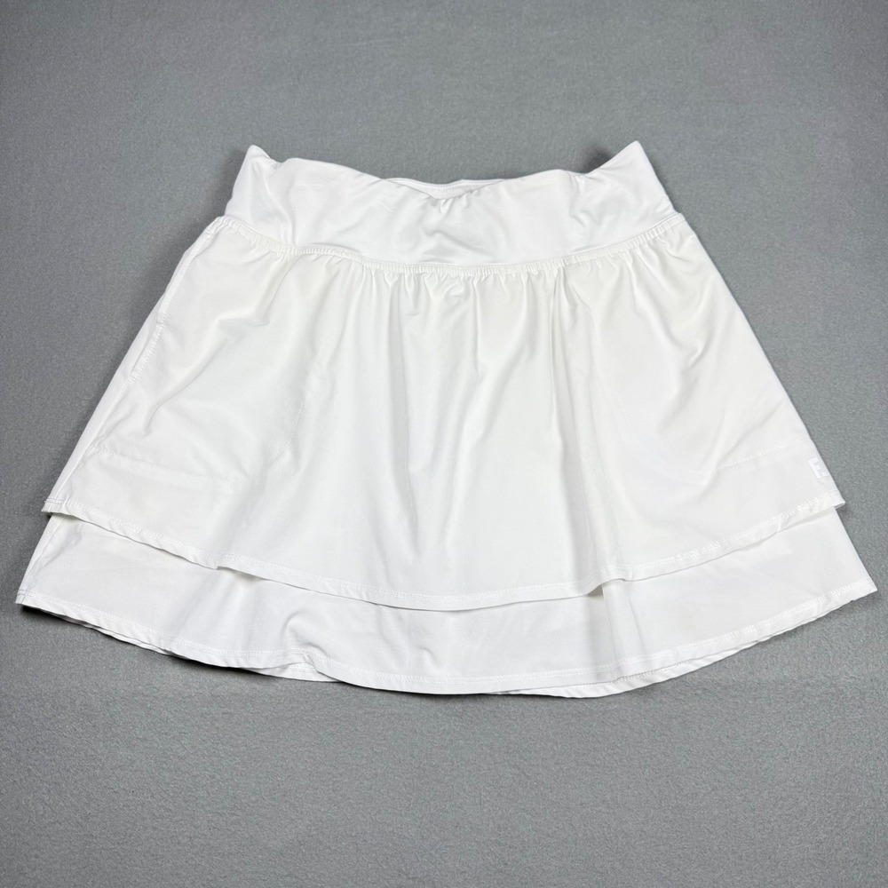 FootJoy Womens Golf Skort Size M White Tiered Ruffle Athletic Skirt with Pockets